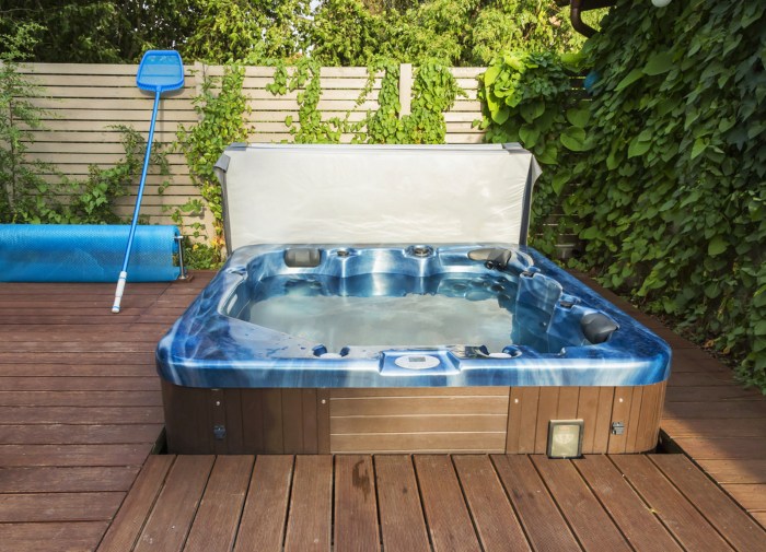 Outdoor hot tub, jacuzzi on the garden