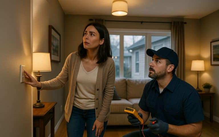 An electrician using diagnostic tools