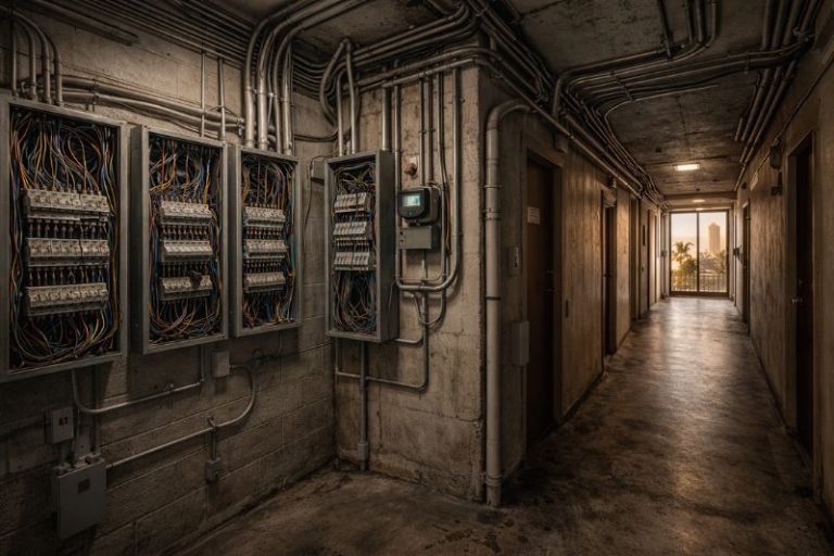 Conduit running down walls