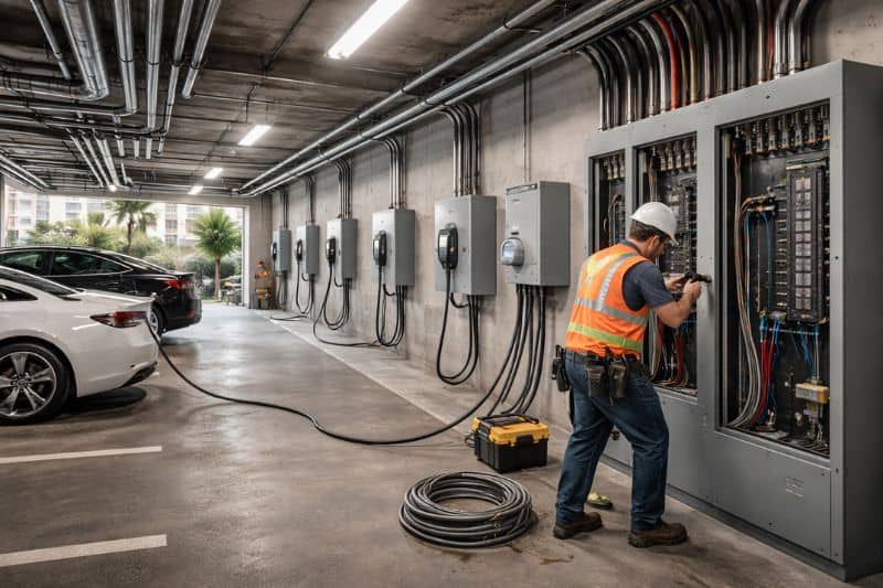 Electrical Infrastructure for EV-Heavy Parking Structures