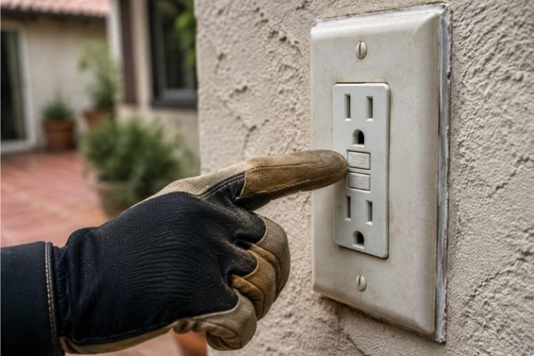 Electrician Testing GFCI Reset Button