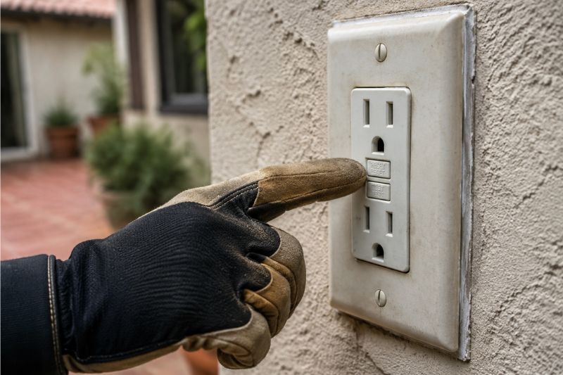 Electrician Testing GFCI Reset Button